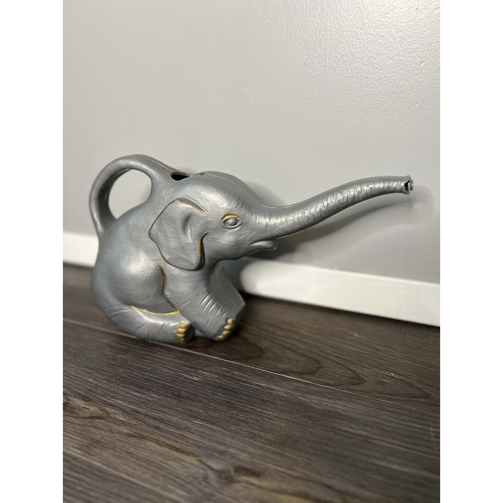 Vintage Union Products Elephant Watering Can Gray Blow Mold 1996 Decor 6318